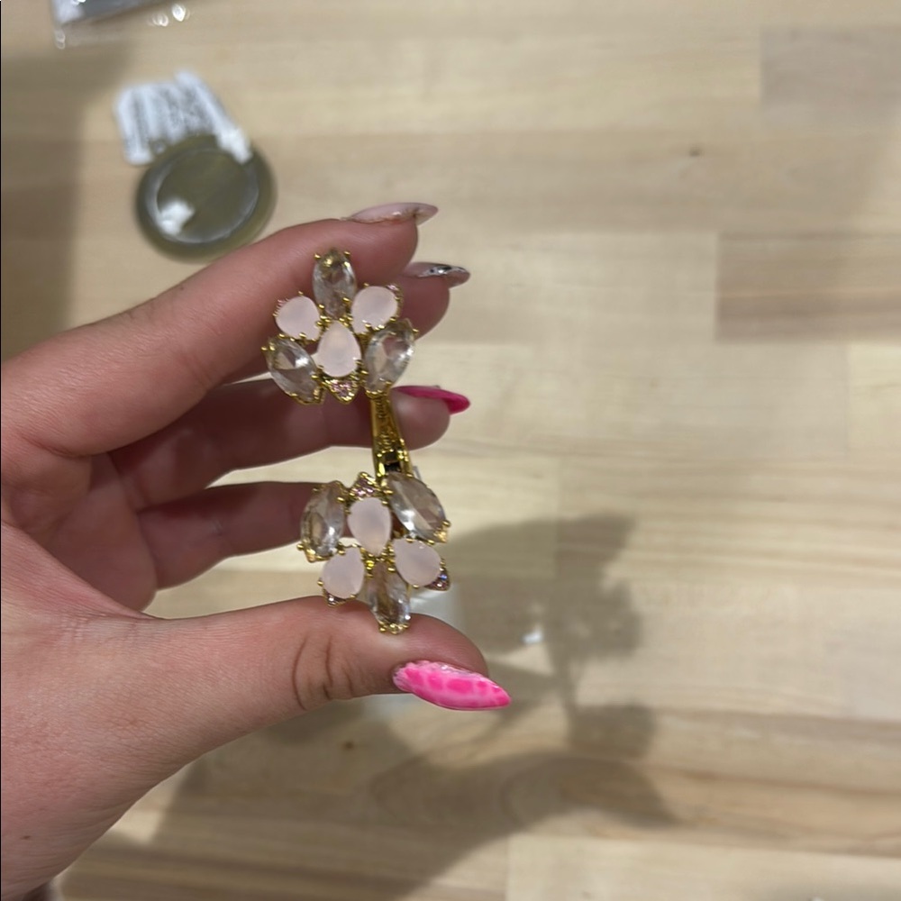 Kate Spade Gold and Pink Floral Earrings - Picture 1 of 3